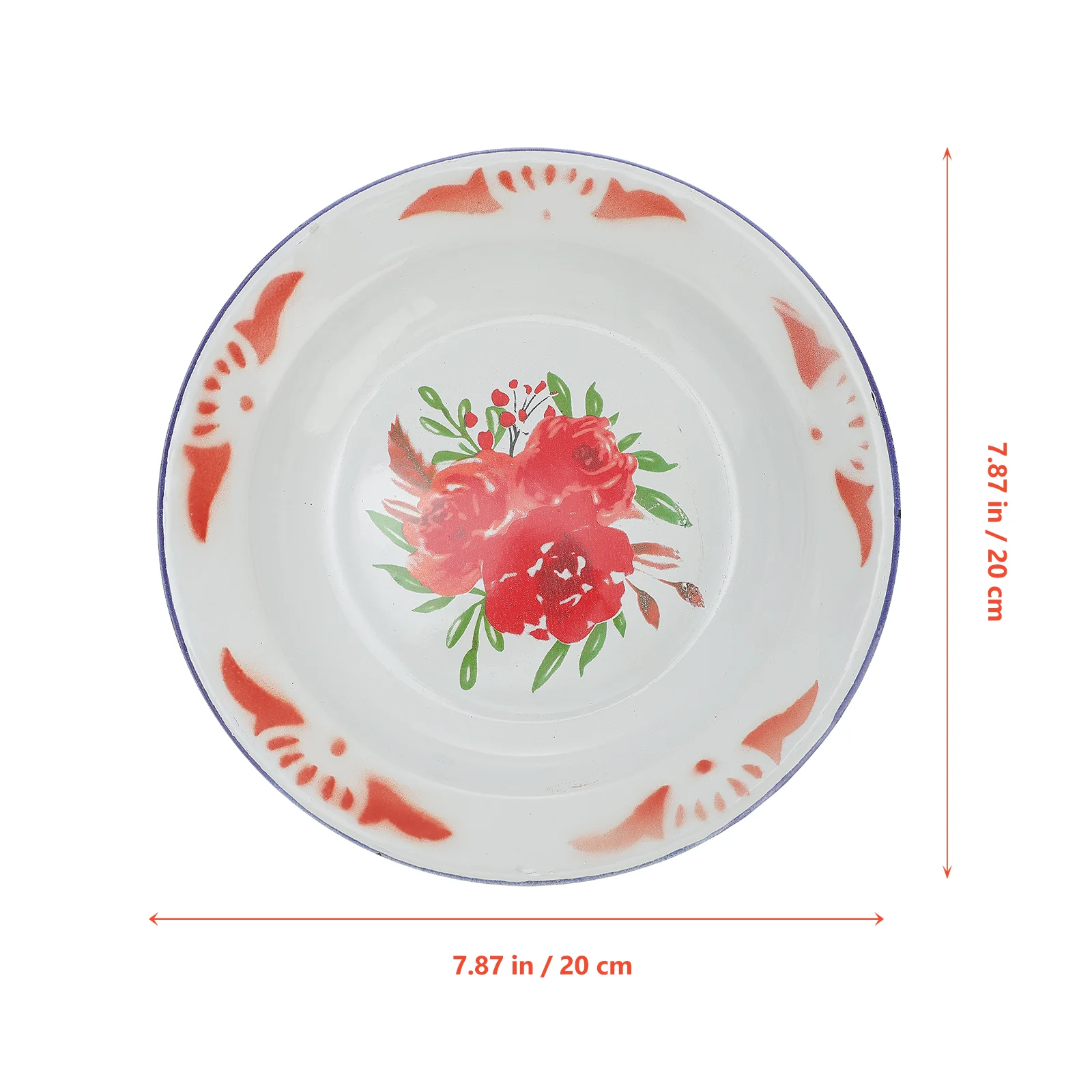 Chinese Style Enamel Plate Vintage Design Food Dish Steamed Plate Enamelware Tray Serving Plates Kitchen Dining Bar Fruit Snack