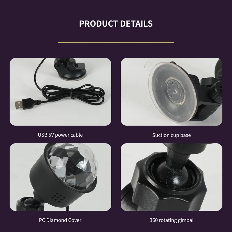 LED Stage Disco Light Rotating DJ Ball Strobe RGB Christmas Gift Party Club Car Laser Show Lamp