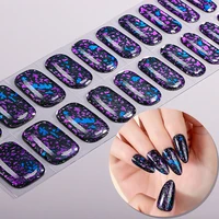 Autocollants pour ongles en gel semi-durci à effet marbré dégradé, 20 embouts, autocollants pour ongles en gel ambre, autocollants pour manucure en gel longue durée, décoration 4