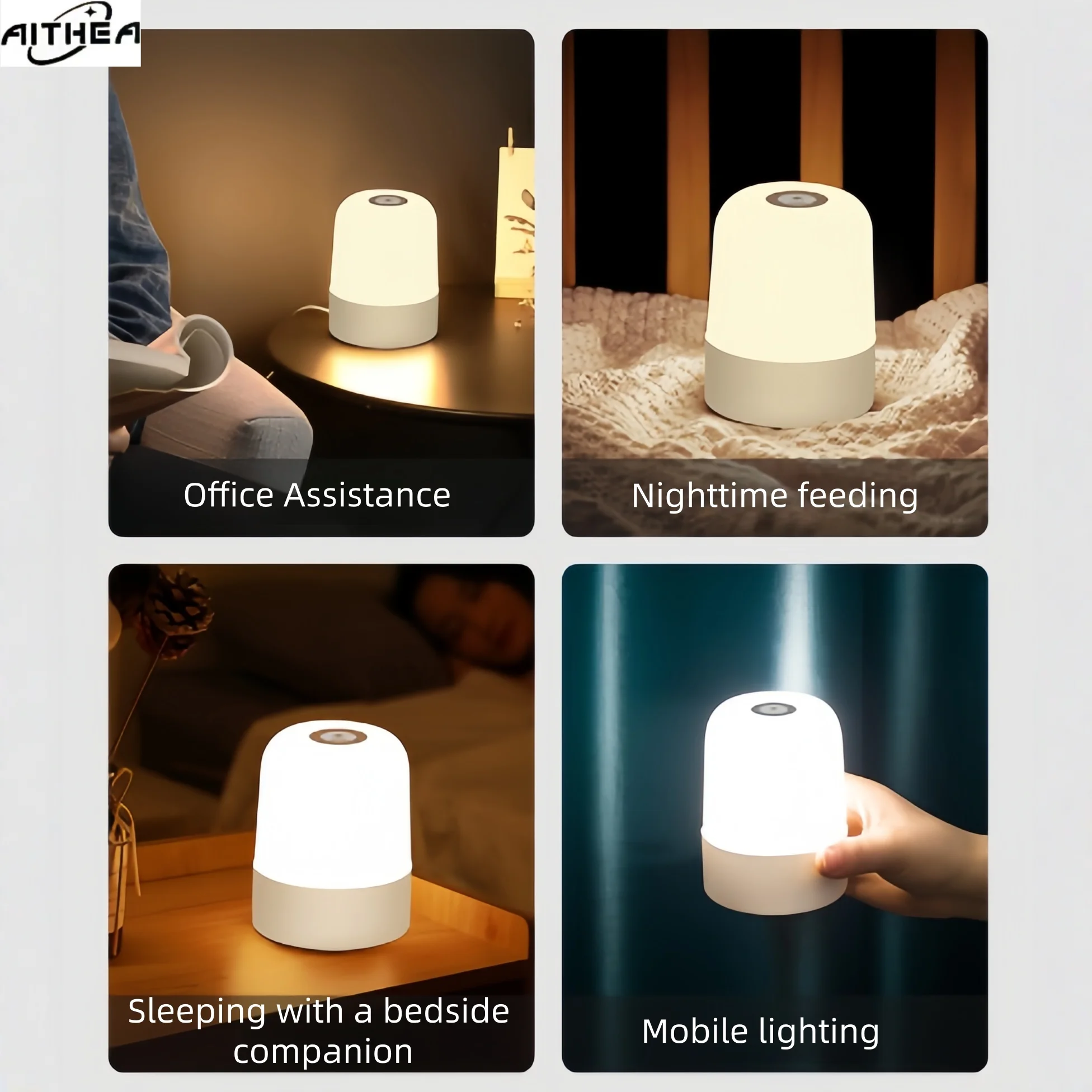 AITHEA Led 야간 조명 침대 옆 디밍이 가능한 충전 야간 램프 침실 머리맡 조명 장식 터치 Led 독서 테이블 램프