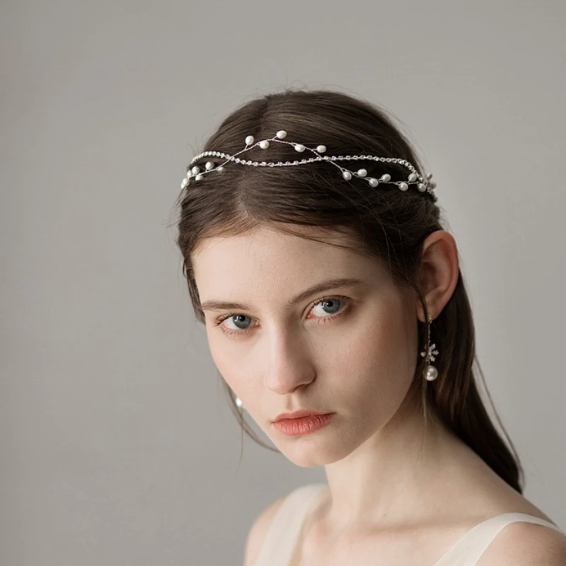 

Pearl Diamond Chain Bride Wedding Headwear Simple Bridesmaid Dress Headband Manufacturers Wholesale