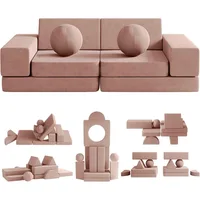 Kids Couch, 12PCS Fold Out Toddler Couch with 2 Balls and Tunnel, Modular Kids Couch for Playroom, Kids Play Couch 1