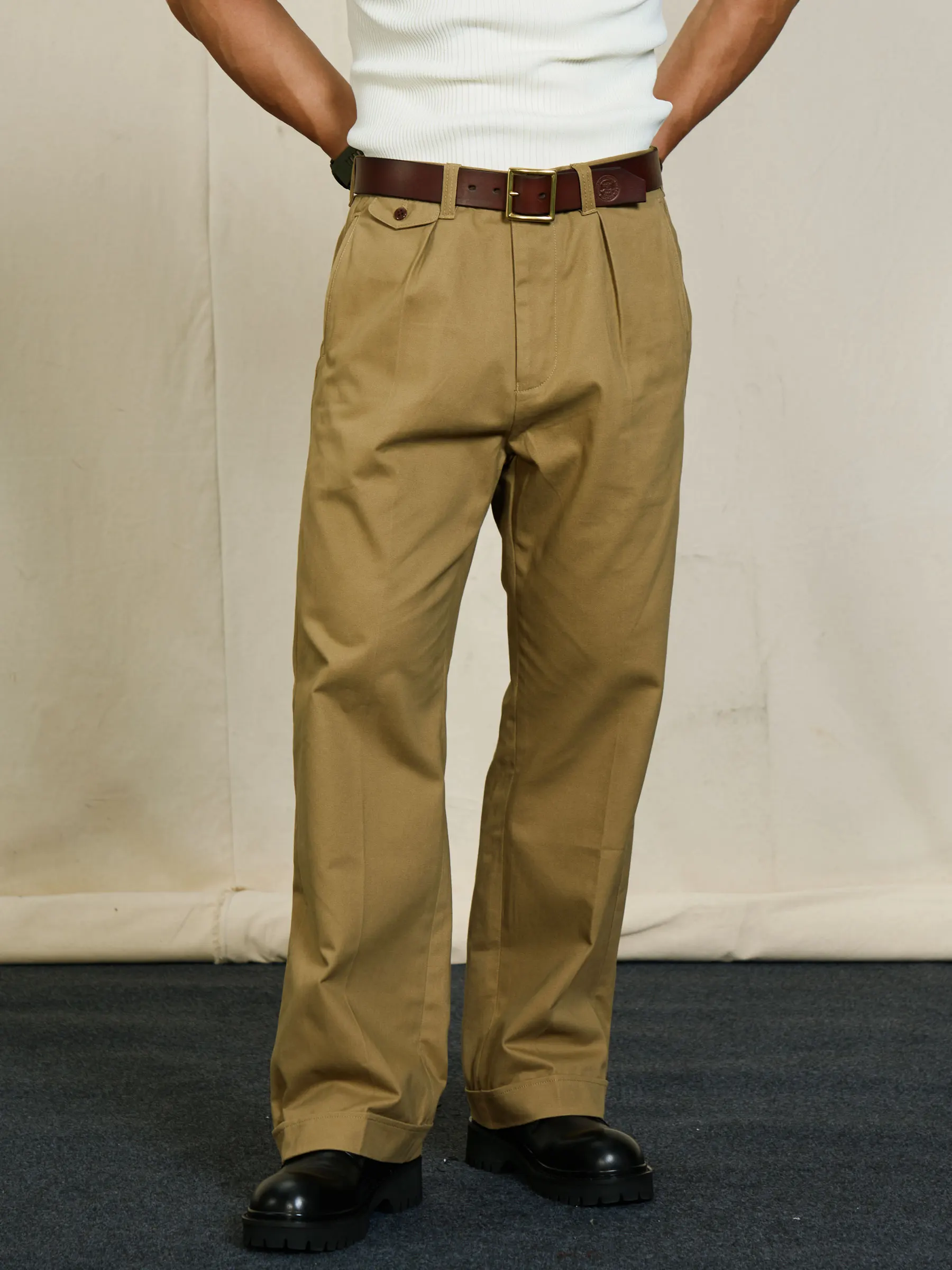 Vintameri American Retro Khaki Pants Wide Leg Straight Casual Military Sle Breathable Cotton Long Trousers for Youth