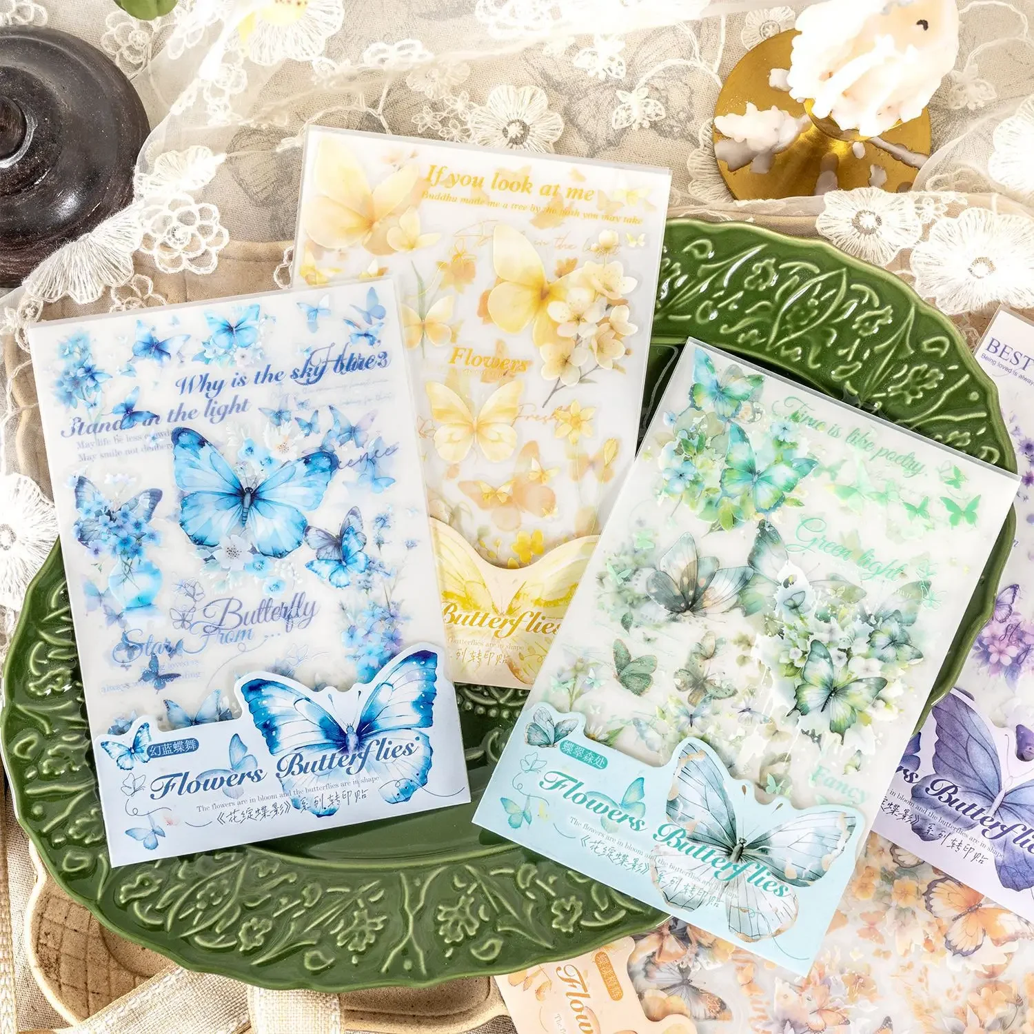 Butterfly Rub on Transfer Stickers Scrapbooking Flower Journaling Supplies Ephemera DIY stationery stickers butterfly stickers diy scrapbooking accessories