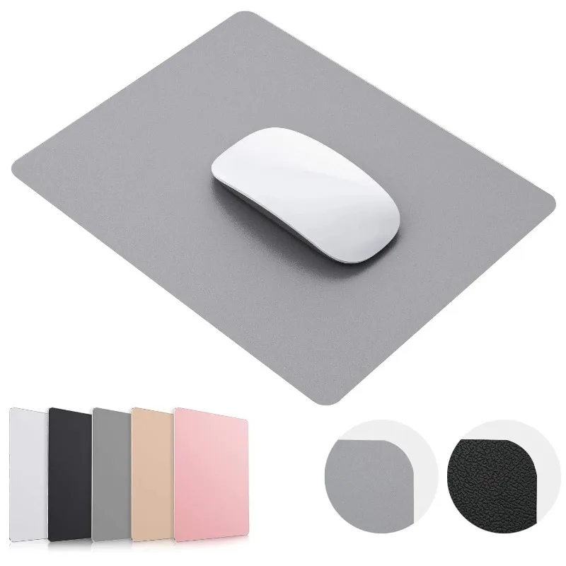 Deluxe Solid Color PU Leather Waterproof Mouse Mat, Anti-slip, 23x19cm - Stylish Desk Accessory