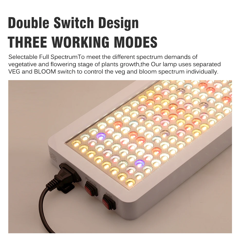 Description Picture 4 of item45W 90W Full Spectrum LED Grow Light UV&IR Chips Growing Lamps with Veg Bloom Double Switch For Indoor Plants Flower Seedling