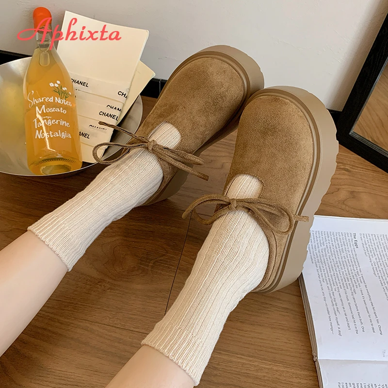 Aphixta Wedge Heel Woman Slipper Shoes Platform Slip on Women's Mules Concise Bow Decoration Luxury Brand Slides Designer Shoes