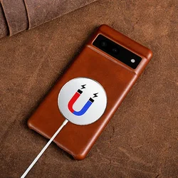 Luxurious Vintage Genuine Leather Phone Case - Aesthetic Oil Wax Finish for Google Pixel 11 (Magnetic coffee)
