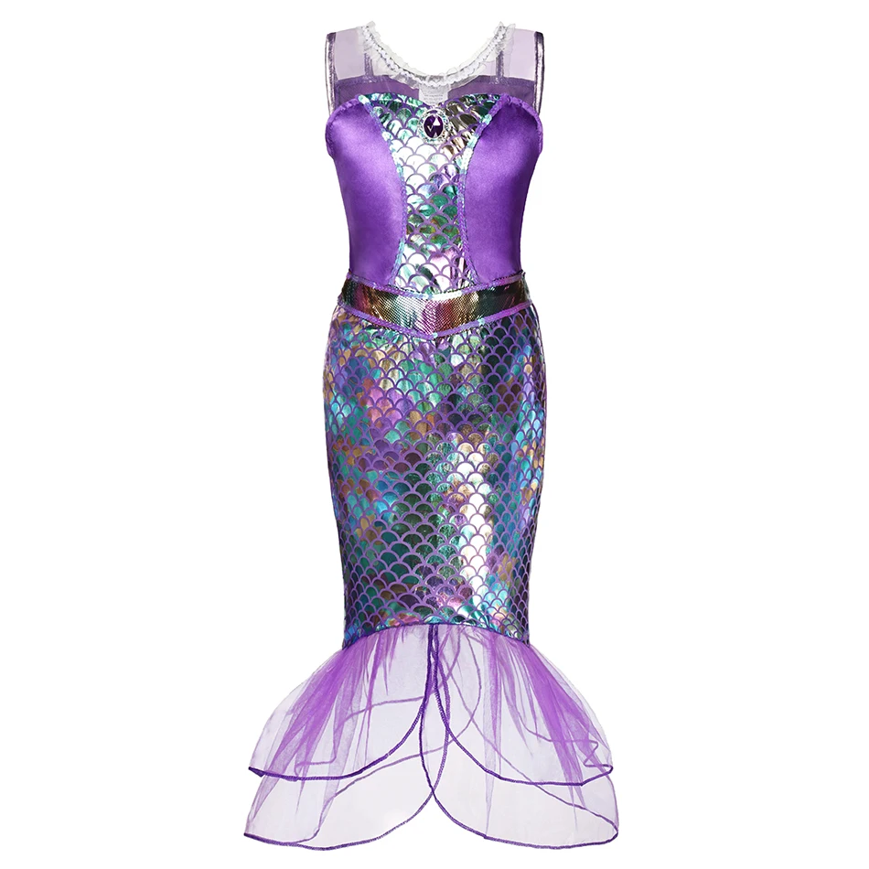 thumbnail image 1 of Disfraz de sirenita para niñas, vestido de princesa para Cumpleaños, Halloween, Ariel, Carnaval, ropa de fiesta, 2-10T, 1 of 5