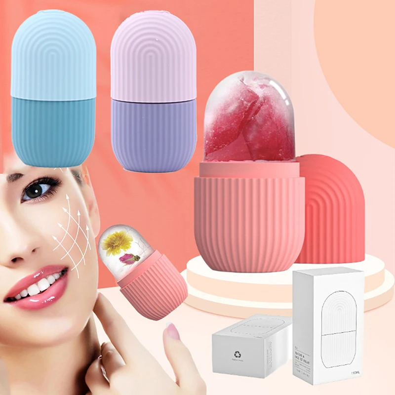 

Convenient Skin Care Beauty Lifting Contouring Tool Silicone Ice Face Roller Ice Massage Cups Cryosphere Massager Facial Roller