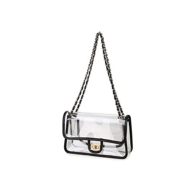 LAM GALLERY Womens PVC Clear Purse Handbag with Chain Stadium Approved  Clear Bag See Through Bag for Working and Concert