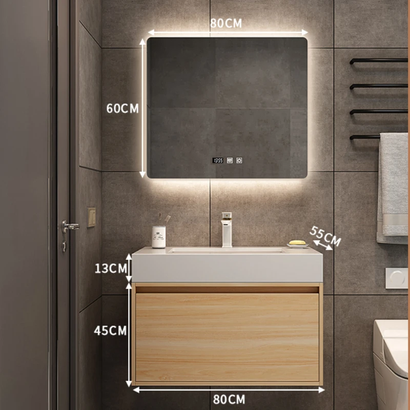 rock slab bathroom cabinet combination smart bathroom set hand wash face integrated basin washstand