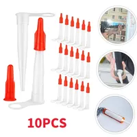 10PCS Caulking Gun Nozzles Spare Silicone Nozzle Silicone Tube With Red Nozzles Cap Sealing Cap Household Sealant Tool 1