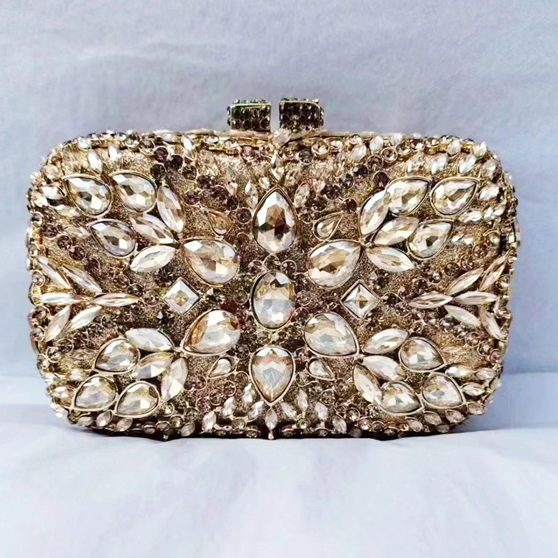 

Gold Rhinestone Minaudiere Crystal Silver Wedding Purse Luxury Diamond Cocktail Handbags Dazzling Women Dinner Clutches Bags