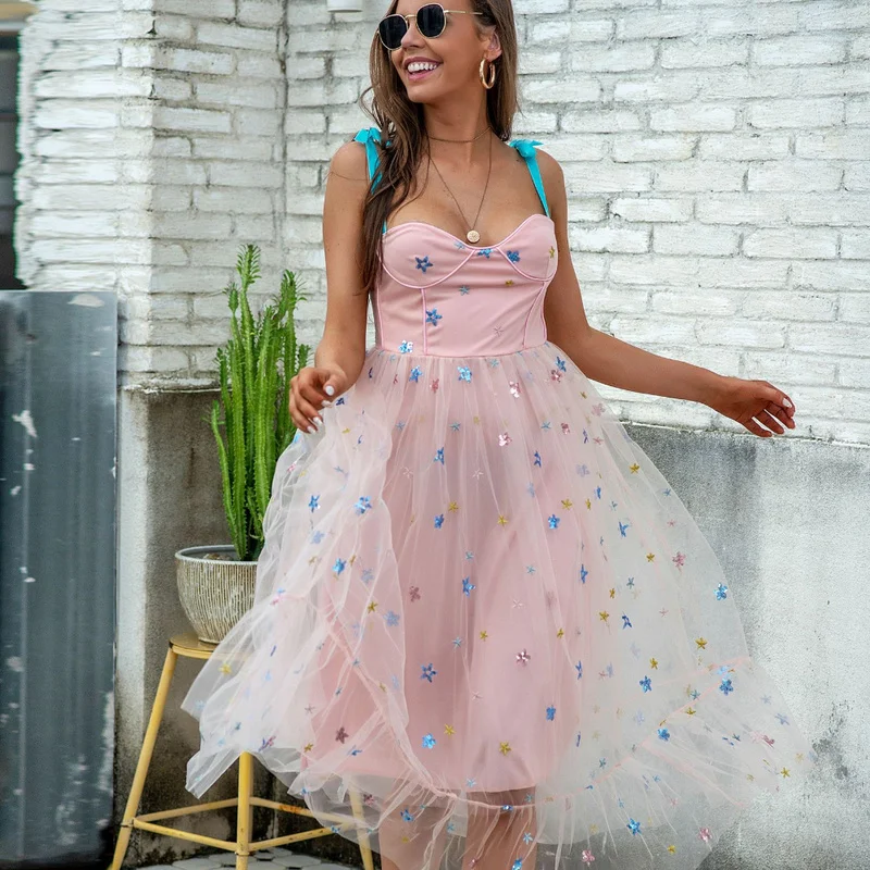 

Maxi Dresses for Women Woman Dress Suspender Skirt Mesh Sexy Spring and Summer Clothes for Women Vetement Femme Ropa Mujer