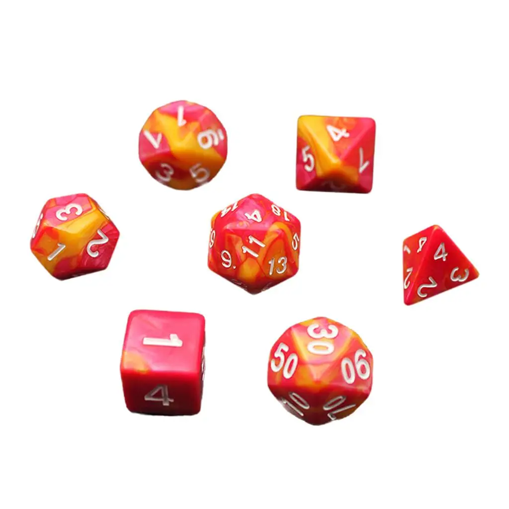 Bag For Dungeons And Dragons Game Set Of 7 Translucent Multi-sided D4-D20 Dices 