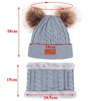 3Pcs/set Winter Baby Hat Scarf Gloves Solid Color Toddler Bonnet Cute Pompom Knitted Infant Hats Outdoor Warm Accessories 1-5Y 2
