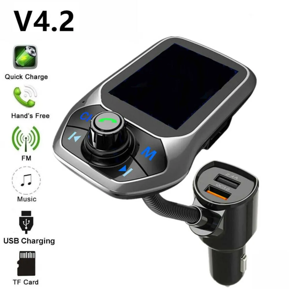 Transmetteur FM Bluetooth pour voiture, lecteur MP3, kit adaptateur radio  mains libres, chargeur USB, accessoires de voiture, haute qualité, T43 V,  4.2