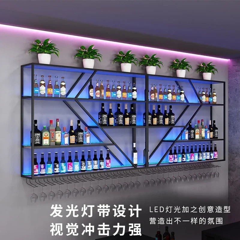 Free Standing Wine Racks Whisky Holder Modern Industrial Wall Wine Rack Black Counter Liquor Store Weinregal Household Items