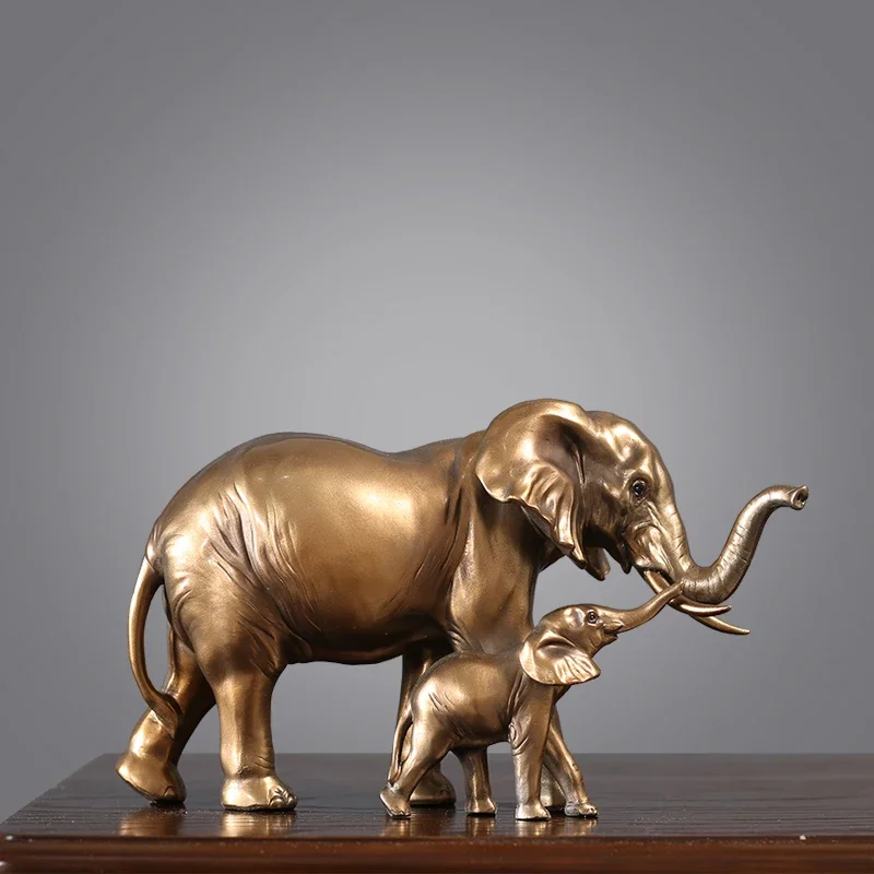 

Lucky Copper Gold Light Luxury Elephant Ornaments Modern Creative Living Room Office Furnishings