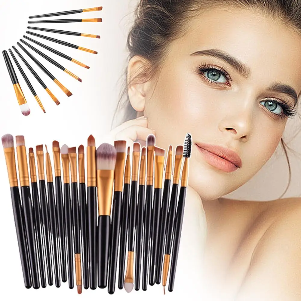 

Комплект 20 pinceis Profissional Pincel Maquiagem Preto e Neon
