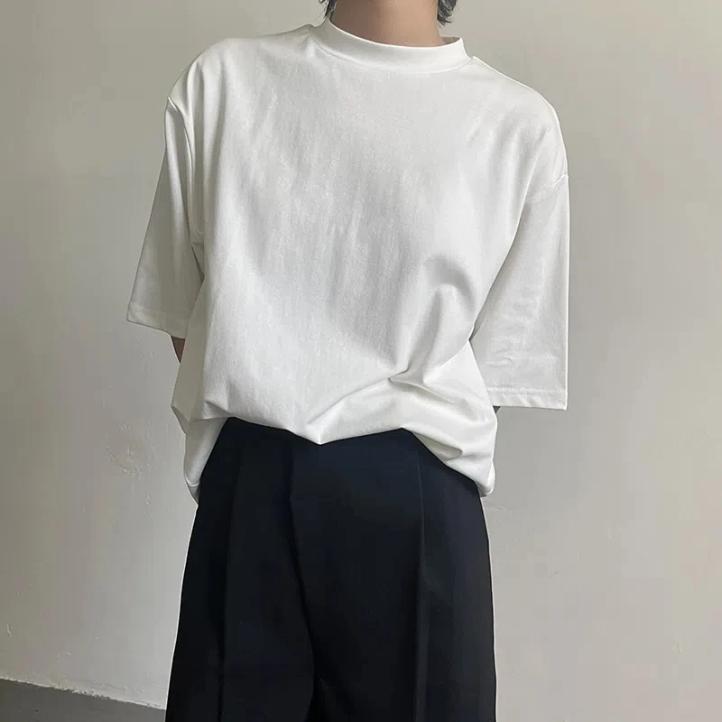 Yasuk All-Season Spring Summer Fashion Unisex Man Solid Casual Loose Tess Cool Guy AllMatch Top Simple Pullover Turtleneck 3