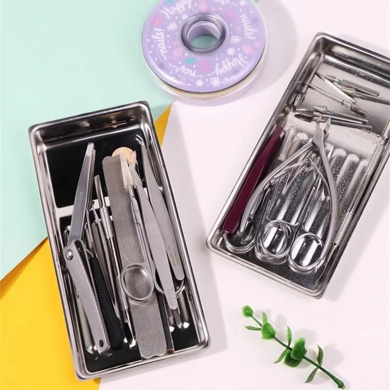 스테인레스 스틸 화장품 보관함 네일 아트 장비 플레이트 네일 아트 플레이트 족집게 가위 사각형 소독 접시 플레이트