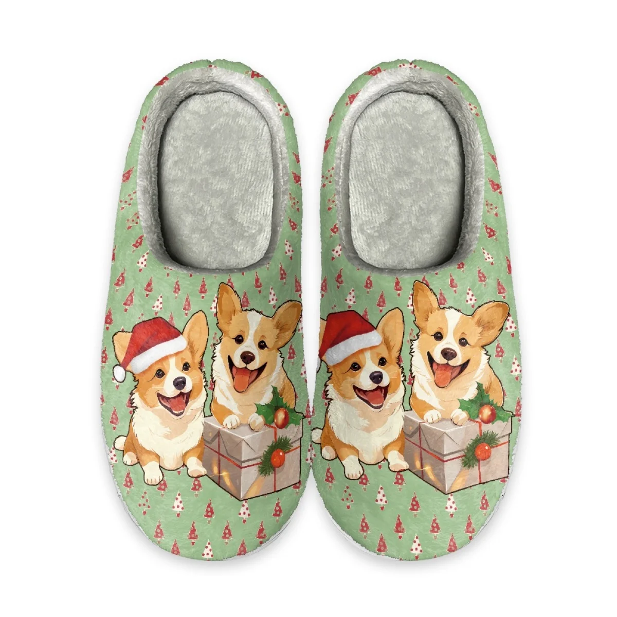 Winter Female Shoes Kawaii Cute Pet Corgi Design Cotton Slippers Women Household Indoor Warm Footwear Non-Slip Platform Slippers