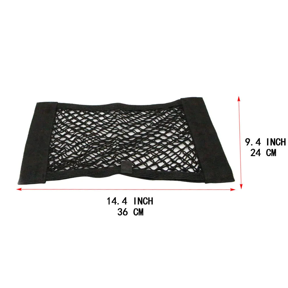 Car Rear Seat Storage Bag Trunk Mesh Auto Organizer Double-deck Elastic String Net Magic Sticker Pocket Bag Car Trunk Organizer