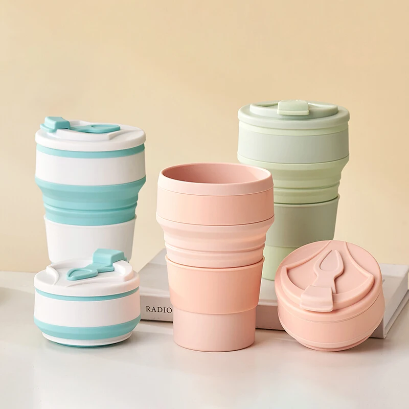 350/500ML Silicone Folding Water Bottle Portable Collapsible Cup Drinking Tea Cups Travel Mug Camping Gadgets