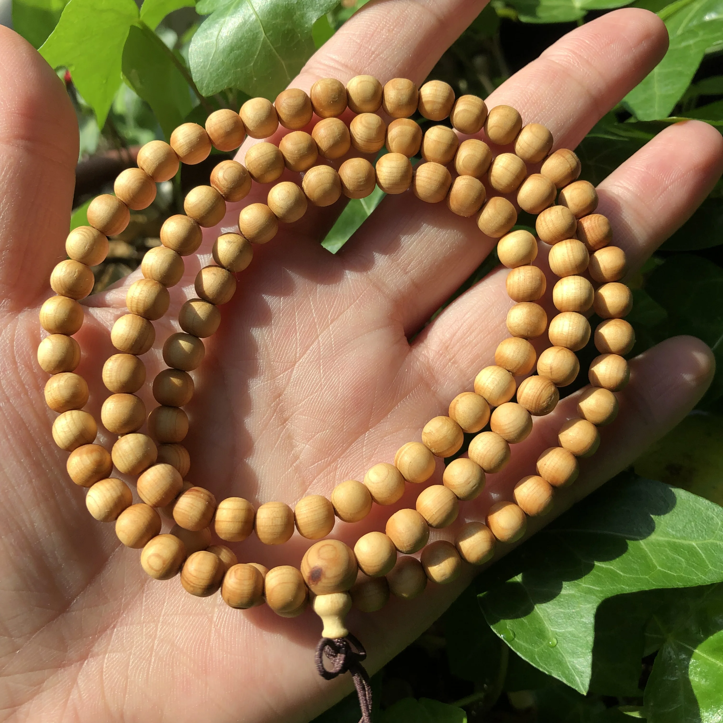 TIBETAN BROWN WOODEN MALA BRACELET 8mm beads 19cm 7.5inch | eBay