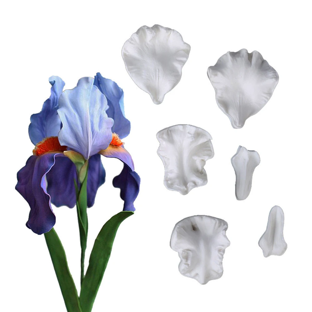 

Iris Flower Petals Silicone Fondant Mould Embossed Flower Petal Cake Decor Chocolate Baking Sugarcraft Mold 1 Set 9 Piece