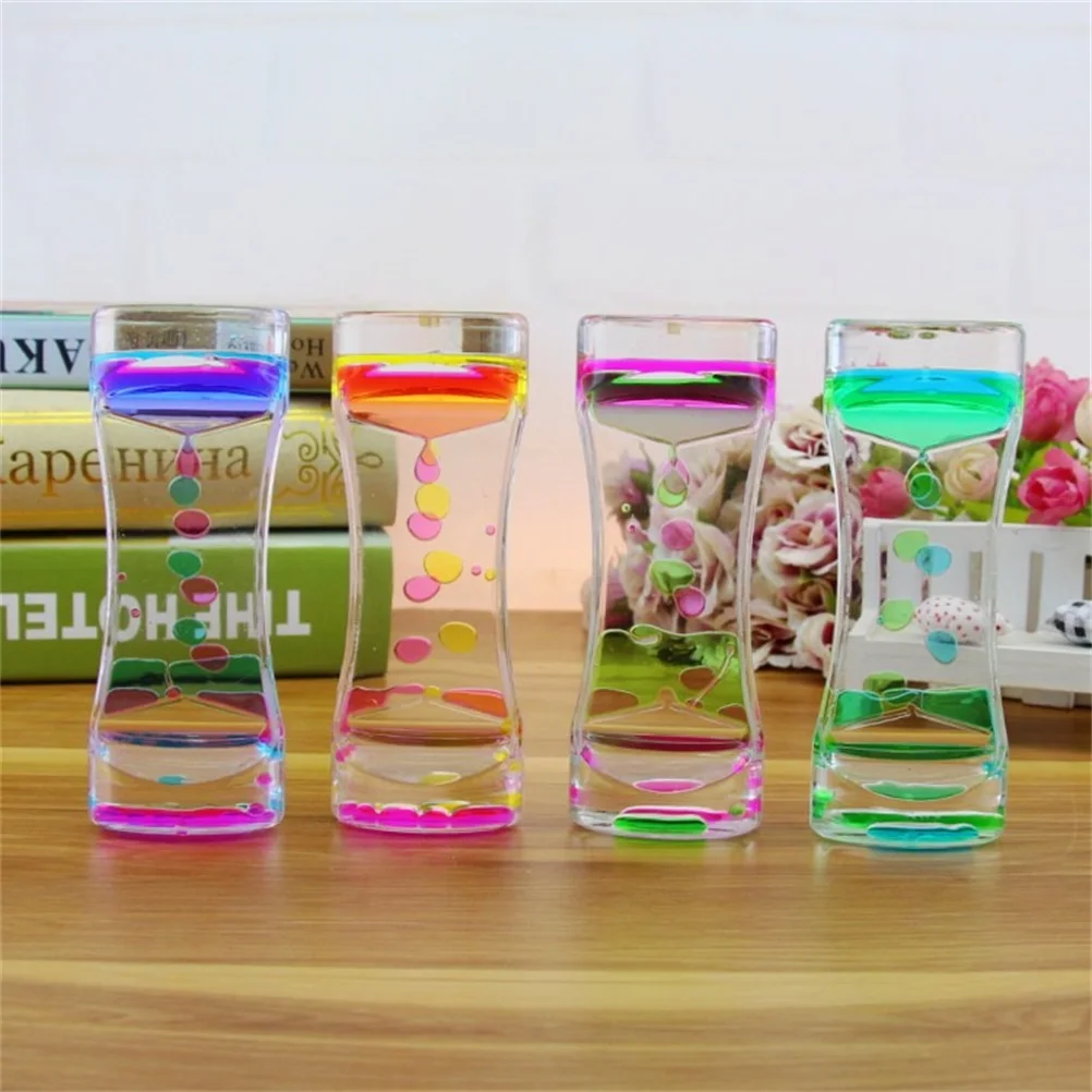 Double Color Sand Hourglasses Colorful Liquid Timer Anxiety Relief Liquid Motion Timer Bubble Oil Hourglaslock Home Decor
