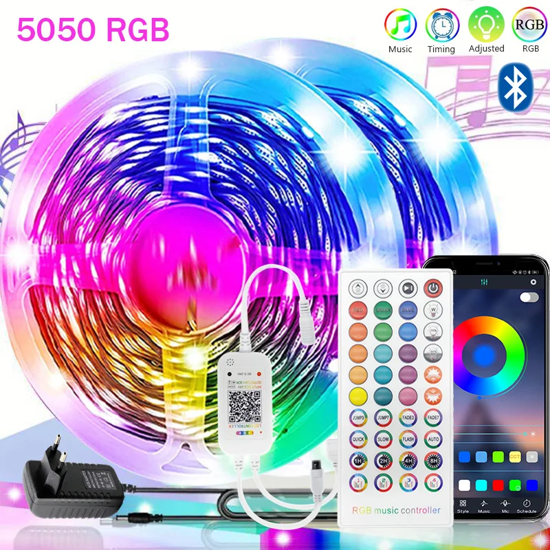 DC 12V LED Strip Light RGB 5050 Music Sync Color Changing Sensitive App ...