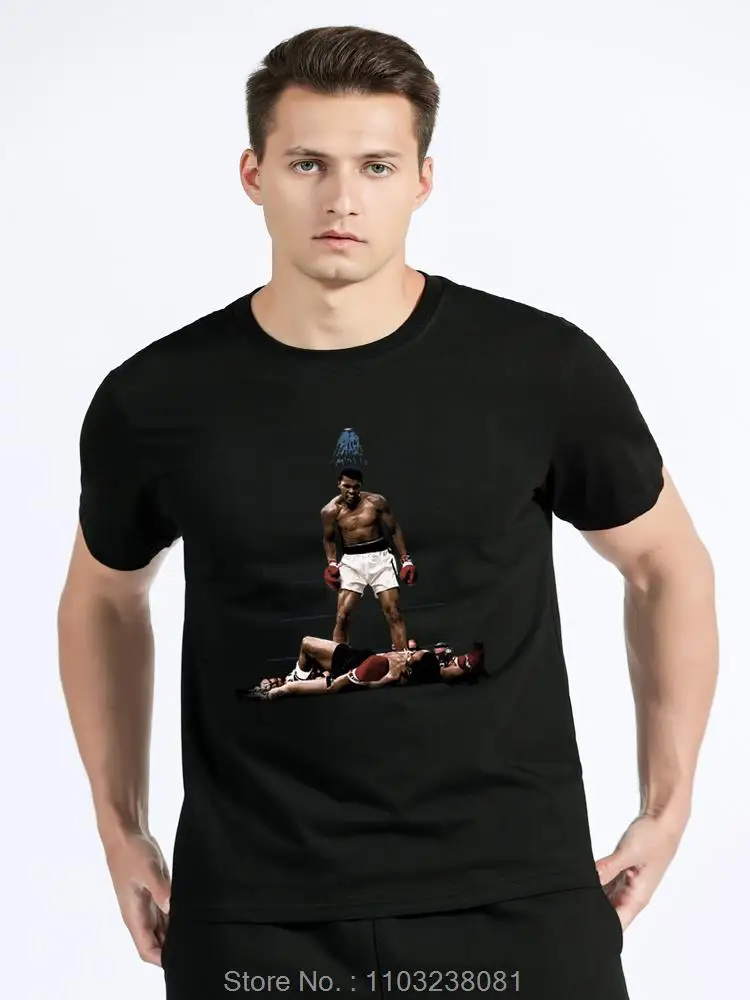 Πρωταθλητής βαρέων βαρών Muhammad Ali πυγμαχίας μαύρο δυναμικό καλοκαιρινό βαμβακερό κοντομάνικο ανδρικό μπλουζάκι νέο μπλουζάκι streetwear_voghion.com