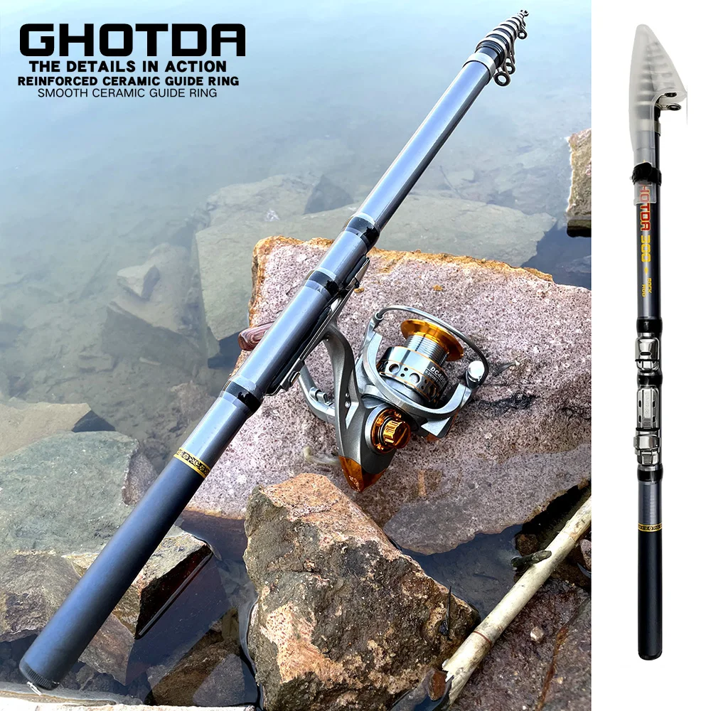 Portable Travel Spincasting Combo 1.5-3m Telescopic Fishing Rod