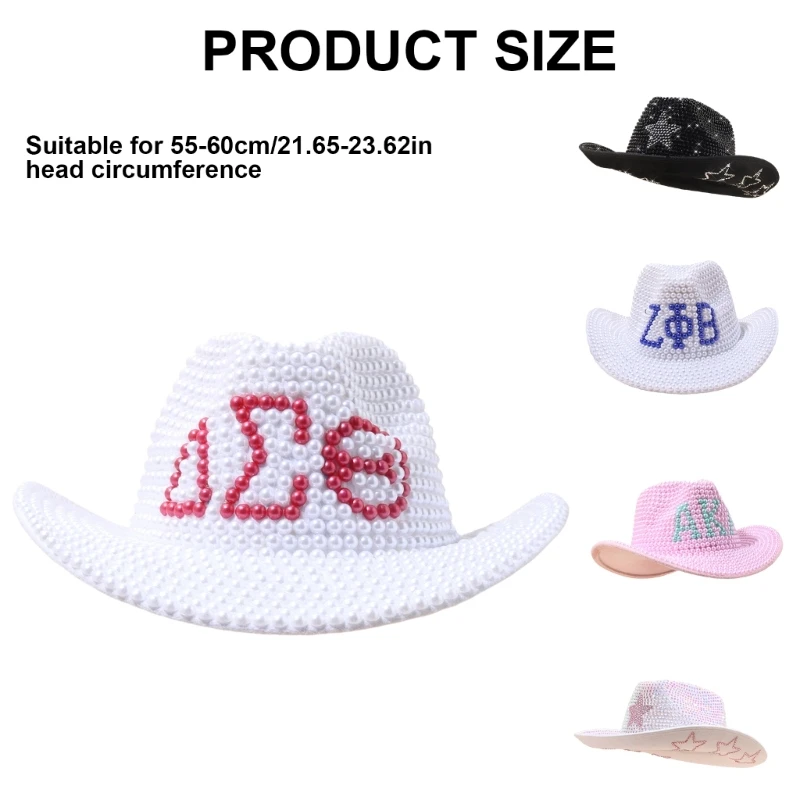 Cowgirl Hat for Bride Elegant Glittering Rhinestones Star Hat Cosplay Headpiece
