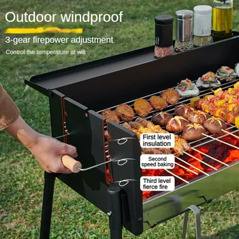 Barbecue Oven Household Barbecue Grill Outdoor Smokeless Charcoal Courtyard BBQ Portable Barbecue Oven Supplies Tools 2