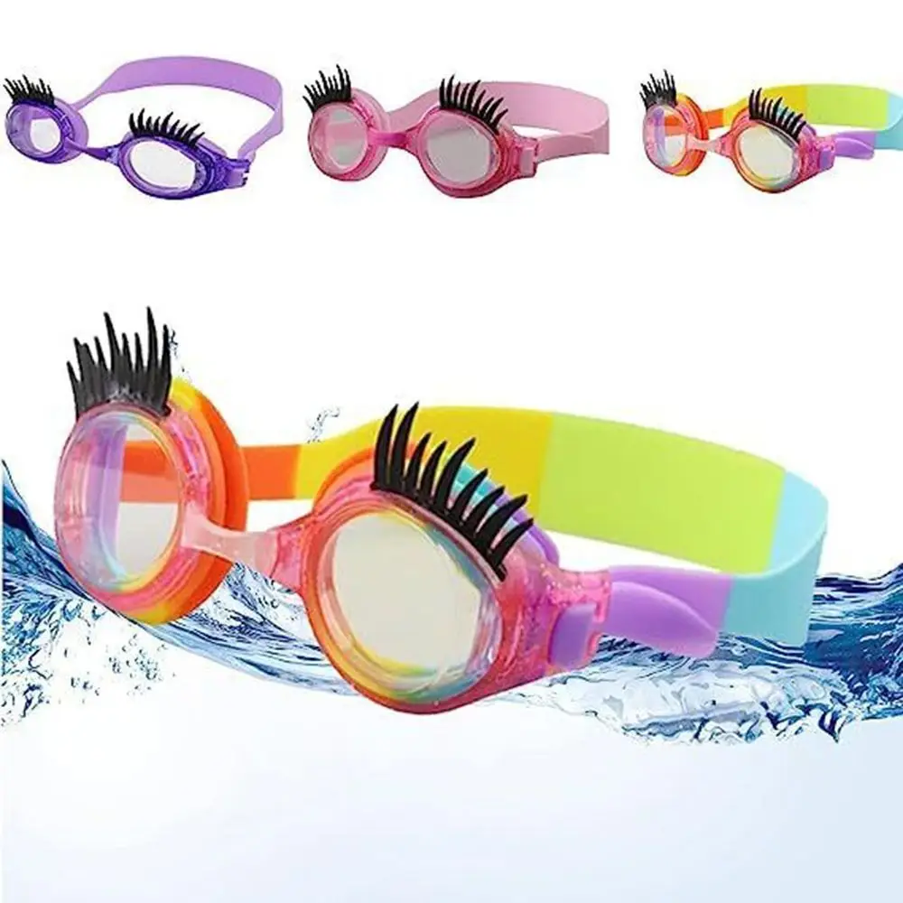 High Quality Silicone Children Eyelash Swimming Goggles Waterproof Anti-fog Swimming Goggles PC HD Eyelash Goggles 4