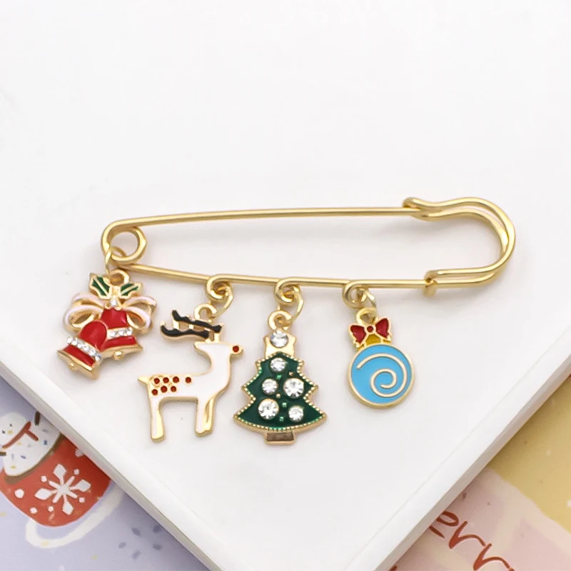 Lovely Enamel Merry Christmas Brooch Xmas Tree Santa Claus Snowman Pendants Badge Lapel Pin New Year Party Jewelry Gifts For Kid
