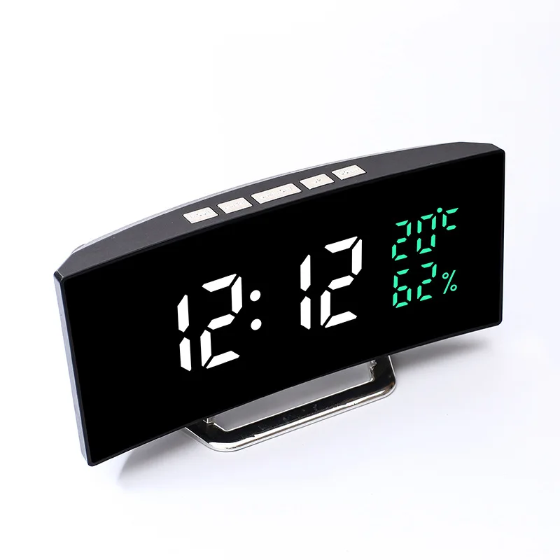 Curved Screen Digital Alarm Clock withTemperature & Humidity 1