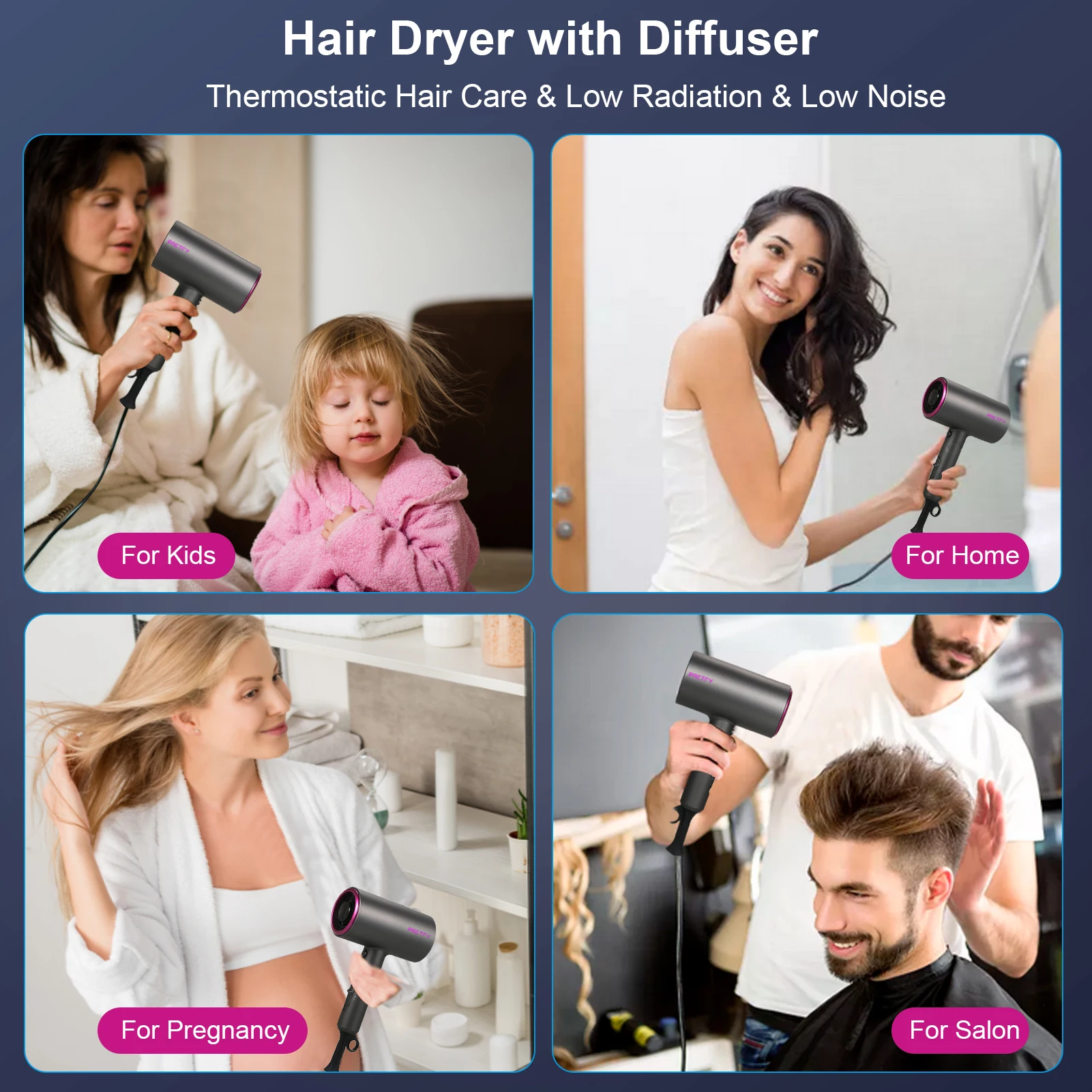 2000W Hair Dryer Large Wind Quickly Drying Hydrate Hair Household Hotel Hair Salon Hair Dryer Large Wind Hair Dryer Hydrate Hair