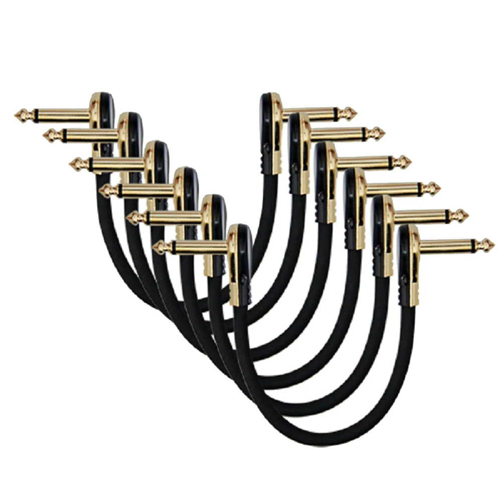 

6PCS Guitar Patch Cables Right Angle 15CM 1/4 Guitar Cable for Guitar Effect