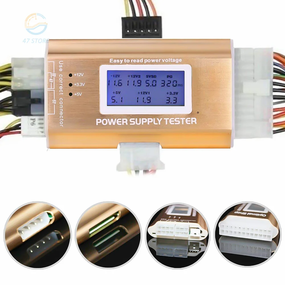 

LCD Digital Power Supply Tester Support PC 20/24 Pin 4 PSU ATX BTX ITX SATA HDD Interface for 8Pin 4Pin ATE Hard Disk Battery Te