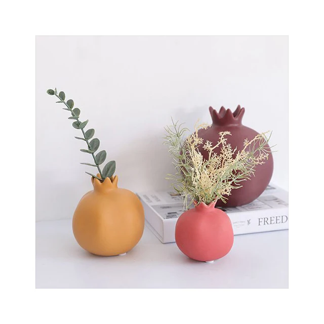

Nordic Morandi style pomegranate ceramic small vase ornaments model room home living room wine cabinet soft decorations
