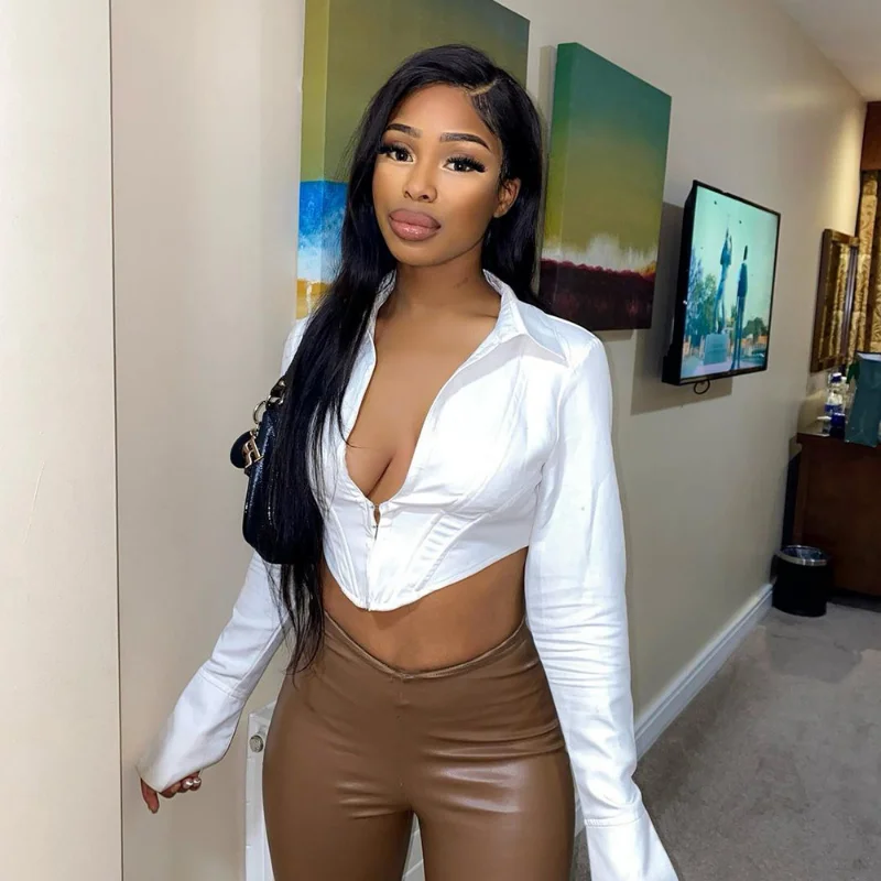 2023 New Autumn New Pure Color Women's Sexy White Coat Shirt Long-sleeved Single-breasted Short Jacket Casual Party Jacket