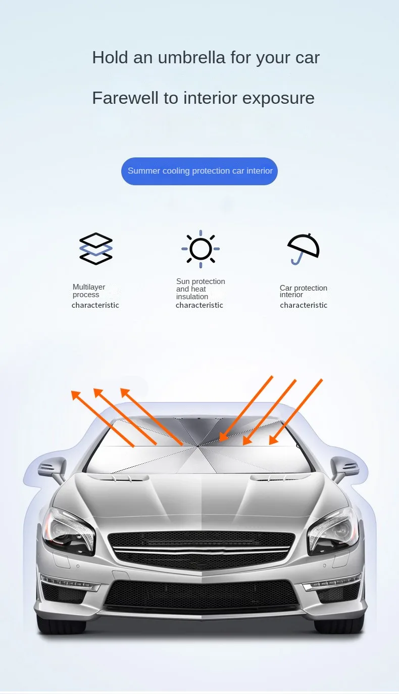 Windshield Sunshade Car Front Windshield Silver Windshield Silver Titanium Plated Large Sun Visor Summer Heat Insulation and Cooling Retractable