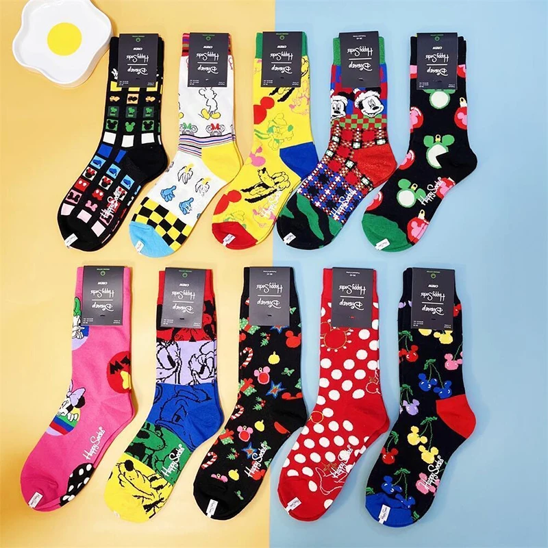 

Disney Cute Cotton Socks For Adult Cartoon Mickey Mouse Graphic Breathable Stocking Women Free Size Sock Birthday Gift Wholesale
