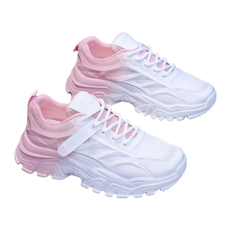 Pink Sports Shoes for Women White Running Sneakers Breathable Comfortable Hollow Mesh 2024 New Casual Tennis Jogging Shoes Grils