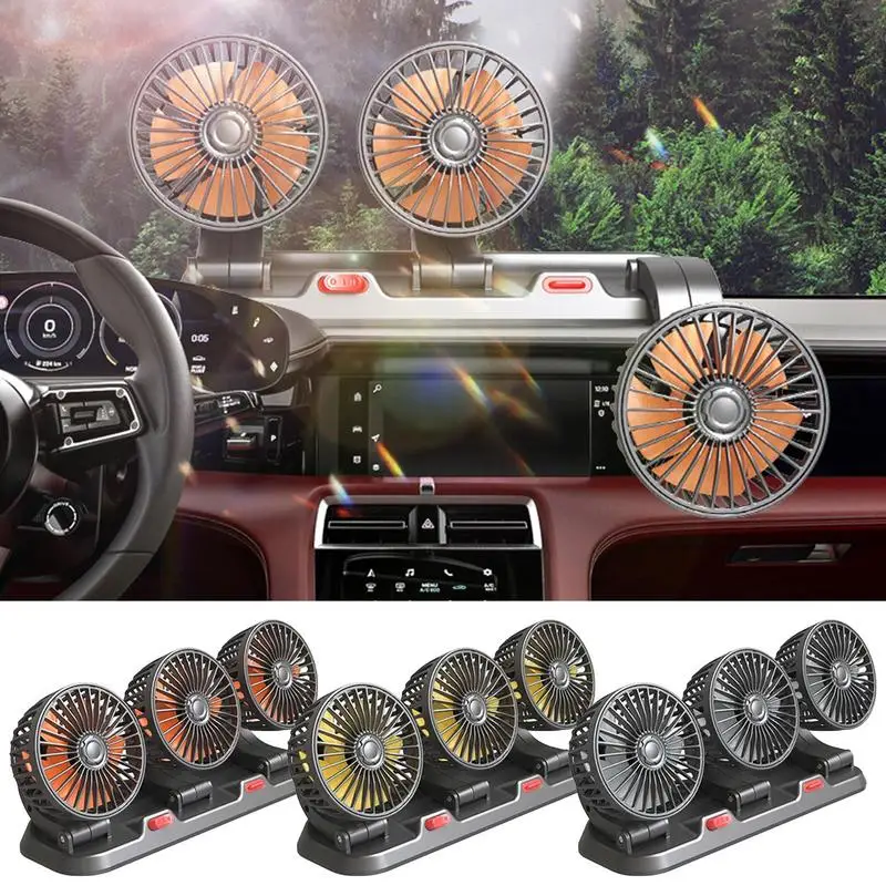 

Fan For Car Three-Head Fan For Trucks USB/12V/24V Cooling Fan 2 Speeds Vehicle Fan Car Silent Fan For Home Office Father's Day